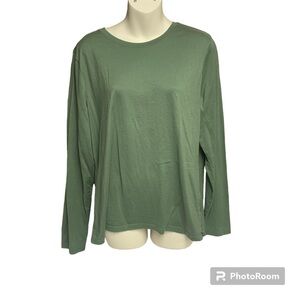 Time & Tru size XL 16/18 green long sleeve layering top
